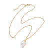 Nuggets Natural Baroque Keshi Pearl Pendant 304 Stainless Steel Satellite Chain Necklaces for Women NJEW-JN06030-3