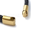 Men's Braided Black PU Leather Cord Bracelets BJEW-K243-39A-G-3