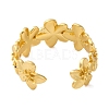 Rack Plating Brass Flower Open Cuff Rings for Women RJEW-S242-01G-A-3
