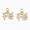 Brass Micro Pave Clear Cubic Zirconia Charms ZIRC-N039-142-NF-1