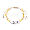 Love Word Acrylic Cube Braided Beaded Bracelets Set BJEW-TA00068-5