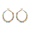 Bohemian Boho Round Circle Big Hoop Earrings with Glass Beads EJEW-JE04618-4