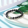 Synthetic Hematite & Natural Wood & Imperial Jasper(Dyed) Round Beaded Stretch Bracelet BJEW-JB07924-2
