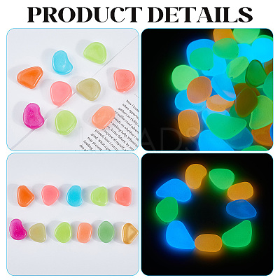 1 Set Resin Luminous Glow in the Dark Pebbles Stone DJEW-CN0001-40A-1