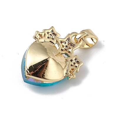 Real 18K Gold Plated Rack Plating Brass Micro Pave Clear Cubic Zirconia Pendants KK-C015-08G-1