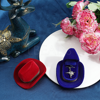 4Pcs 2 Colors Hat Velvet Jewelry Boxes CON-SC0001-19A-1