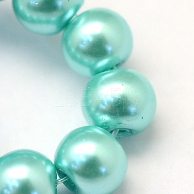 Baking Paint Pearlized Glass Pearl Round Bead Strands HY-Q003-10mm-65-1