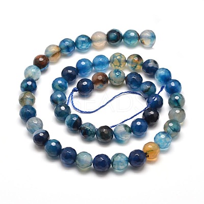 Dyed Natural Agate Faceted Round Beads Strands G-E267-21-1
