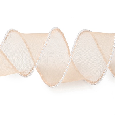 5 Yards ABS Pearl Edged Mesh Ribbon for Bowknot Making OCOR-B004-01A-04-1