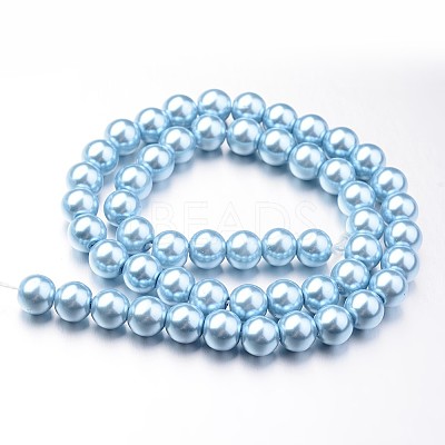 Eco-Friendly Dyed Glass Pearl Round Bead Strands X-HY-A008-8mm-RB006-1