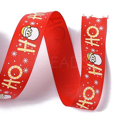 25 Yards Christmas Theme Printed Polyester Grosgrain Ribbon OCOR-C004-02D-1