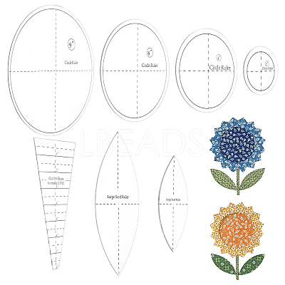 Acrylic Sunflower Quilting Rulers Set DIY-WH0343-97-1