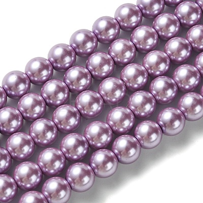 Eco-Friendly Glass Pearl Beads Strands HY-A008-8mm-RB056-1