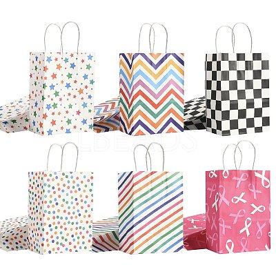 12Pcs 6 Colors Print Paper Packing Tote Bags CARB-FS0001-05-1