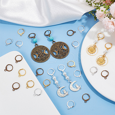 120Pcs 4 Colors Brass Leverback Earring Findings KK-SP0001-02-1
