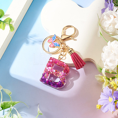 Alloy Resin Butterfly Keychains KEYC-TADJ0002-02G-B-1