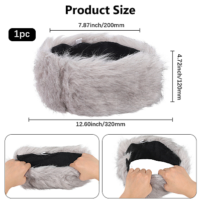 1Pc Faux Fur Fiber Yarn Warmer Headbands COHT-CY0001-01A-1