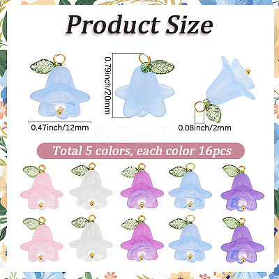 80Pcs 5 Colors Transparent Acrylic Pendants OACR-BM0001-05-1