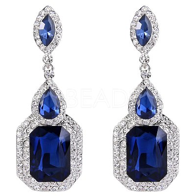 Brass Rhinestone Dangle Stud Earrings FS-WG9D6B6-12-1