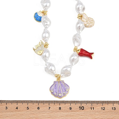 Ocean Brass Pave Cubic Zirconia and Enamel Sea Animals Pendant Necklaces KK-CBA4547-03B-G-1