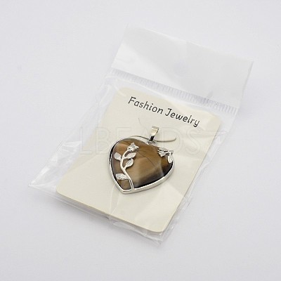 Heart Natural Tiger Eye Pendants X-GP356-7-1