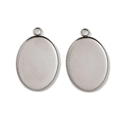 304 Stainless Steel Pendant Cabochon Settings STAS-NH0002-01A-P-1