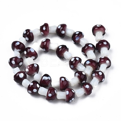 Mushroom Handmade Lampwork Beads Strands LAMP-R116-23-1