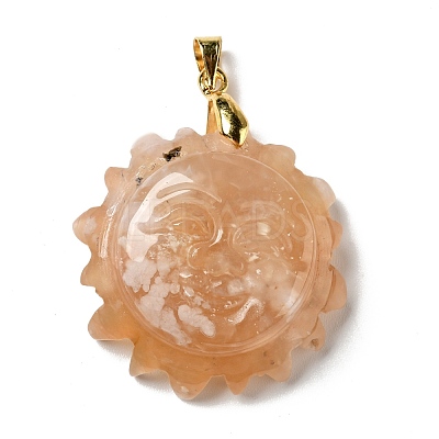 Natural Cherry Blossom Jasper Pendants G-E043-01A-10G-1