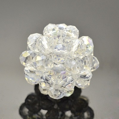 Transparent Glass Crystal Round Woven Beads GLAA-A034-4mm-A18-1