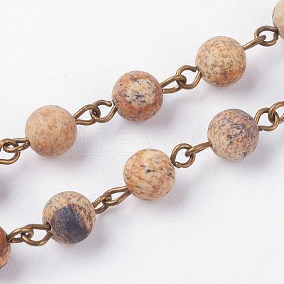 Natural Picture Jasper Handmade Beaded Chains AJEW-JB00361-02-1