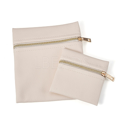 2Pcs 2 Styles Rectangle Square PU Leather Jewelry Gift Zipper Bags ABAG-TADJ0001-01B-1