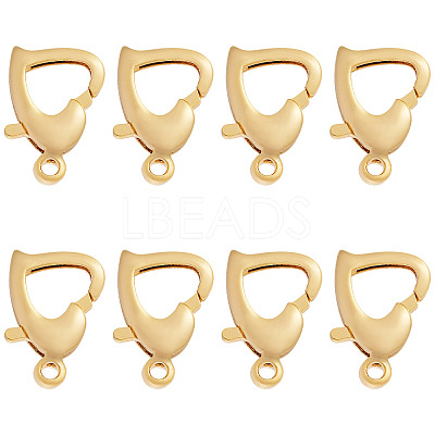 8Pcs Brass Heart Lobster Claw Clasps KK-TA0002-69-1