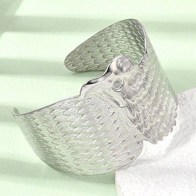 Summer 304 Stainless Steel Wide Cuff Bangles for Women Men BJEW-F511-01P-1
