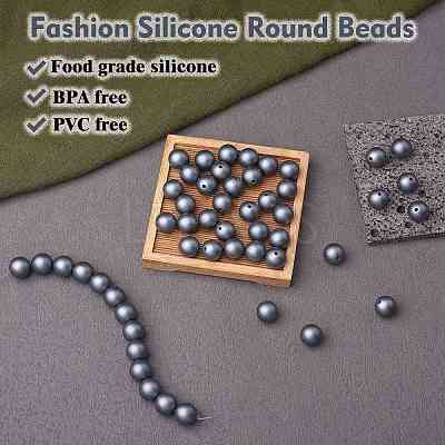 50Pcs Silicone Beads Round Rubber Beads 15MM Loose Spacer Beads for DIY Supplies Jewelry Keychain Making JX474A-1