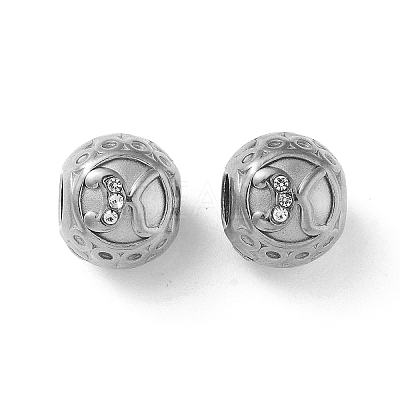 304 Stainless Steel Rhinestone European Beads STAS-A092-10K-P-1