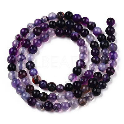 Natural Striped Agate/Banded Agate Bead Strands G-T046-4mm-B01-1
