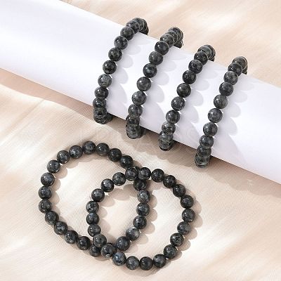 Natural Larvikite Beads Stretch Bracelets BJEW-F380-01-B14-1