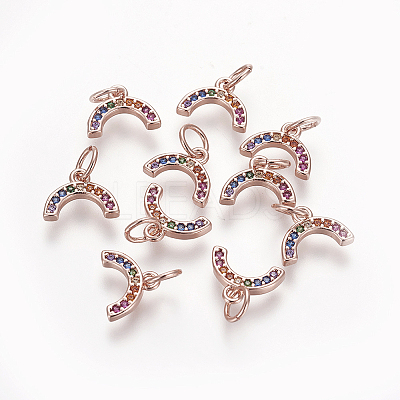 Brass Cubic Zirconia Charms LS-ZIRC-E162-14RG-1