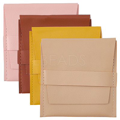 8Pcs 4 Colors Square PU Leather Jewelry Flip Pouches ABAG-CL0001-57-1