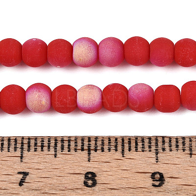 Frosted Opaque Glass Beads Strands GLAA-T032-P4mm-MBB04-1