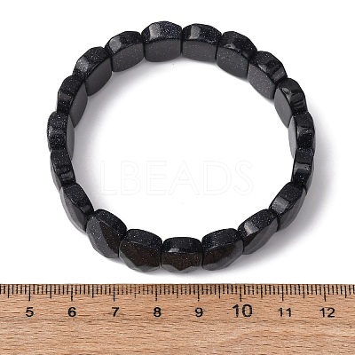 Synthetic Blue Goldstone Beaded Stretch Bracelets for Unisex G-K303-01B-1