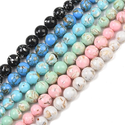 Synthetic Turquoise and Sea Shell Assembled Graduated Beads Strands GG-CBA2AE1-A07-1