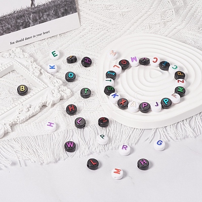 180Pcs 10 Style Opaque Black Acrylic Beads MACR-YW0001-53-1