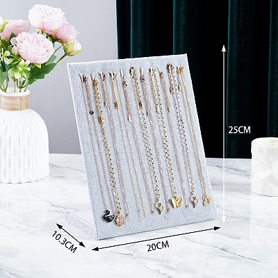 Velvet Necklace Organizer Display Stands for 12 Necklaces PW-WG61009-06-1