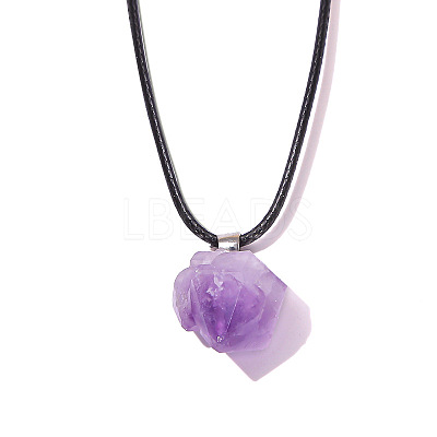 Natural Amethyst Raw Rough Nuggets Pendant Necklaces FS-WGF5E50-01-1