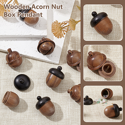 8Pcs 2 Styles Natural Wood Locket Pendants WOOD-GA0001-72-1