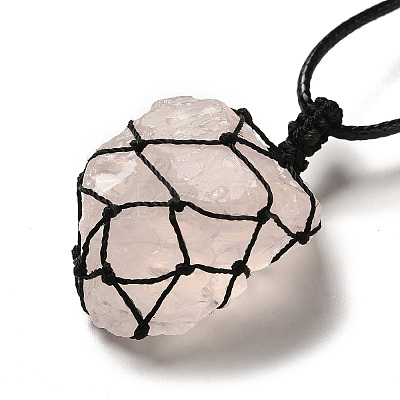 Irregular Nuggets Natural Rose Quartz Pendant Necklace G-H286-02B-1