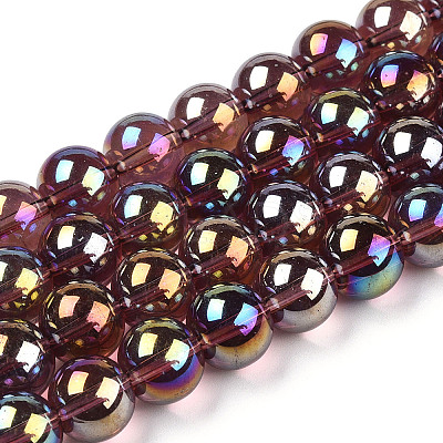 Electroplate Transparent Glass Beads Strands GLAA-T032-T10mm-AB19-1