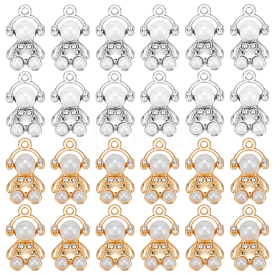 32Pcs 2 Colors ABS Plastic Imitation Pearl Pendants ALRI-SC0001-27-1