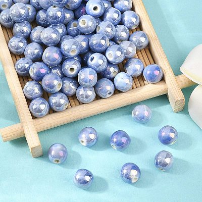 Glazed Porcelain Round Beads X-PORC-S490-8mm-09-1